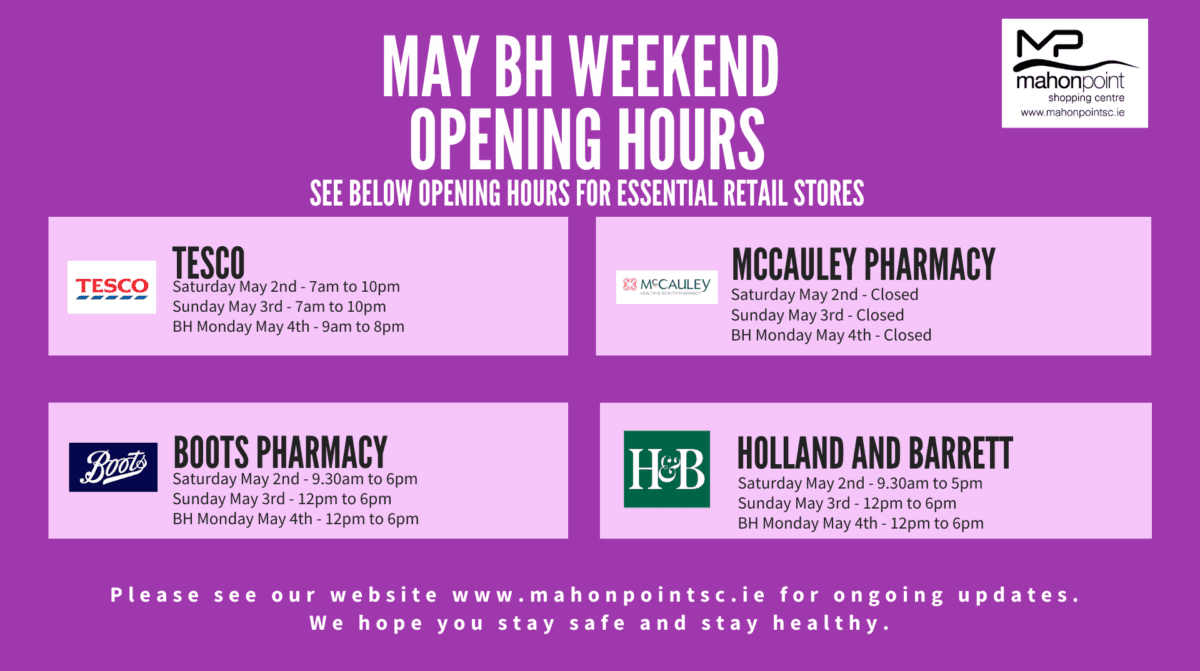 Updated May BH Plasma Screen Opening Hours Mahon Point Shopping Centre