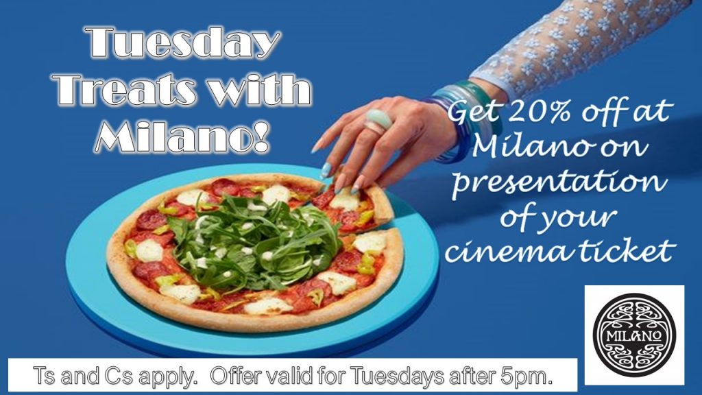 Treat yourself and the one you love this Valentines Day - Tuesday 14 February - with Milano's amazing Tuesday Treats offer! It works like this...you purchase your tickets to the Omniplex and then show these to your server (before or after your movie) and avail of 20% off your final bill! Spread the love with Milano this Valentines Day 💞